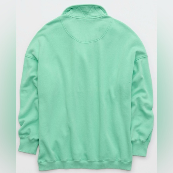 Aerie Women’s Oversized Getaway Quarter Snap Sweatshirt Color Fresh Green XXS - Picture 4 of 6